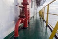 Firewater piping on board a construction work barge Royalty Free Stock Photo