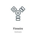 Firewire outline vector icon. Thin line black firewire icon, flat vector simple element illustration from editable hardware Royalty Free Stock Photo