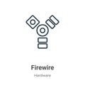 Firewire outline vector icon. Thin line black firewire icon, flat vector simple element illustration from editable hardware