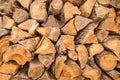 Firewood background - chopped firewood on a stack