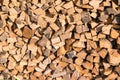 Firewood background. Stacks of firewood, Firewood stacked and prepared for winter.