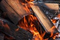 Firewood burns in the fire. Selective focus. Royalty Free Stock Photo