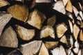 Firewood. Dry firewood in a pile for furnace kindling Royalty Free Stock Photo