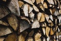 Firewood. Dry firewood in a pile for furnace kindling Royalty Free Stock Photo