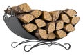 Firewood heap in cast iron grate, 3D rendering Royalty Free Stock Photo