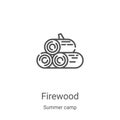 firewood icon vector from summer camp collection. Thin line firewood outline icon vector illustration. Linear symbol for use on