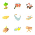 Firewood icons set, cartoon style Royalty Free Stock Photo