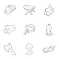 Firewood icons set, outline style Royalty Free Stock Photo