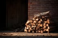 Firewood log tree wood woodpile fuel fire stacked pile brown timber cut