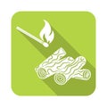 Firewood and matches icon