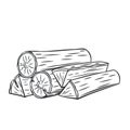 Firewood outline icon, wood log, timber, and woodpile.