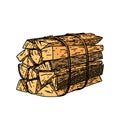 firewood pile sketch hand drawn vector