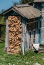 Firewood shed filled with firewood Royalty Free Stock Photo