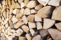 Firewood stack of natural wood background