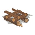 Firewood stack vector wooden material.