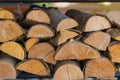 Firewood stacked up in a pile for abstract background