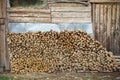 Firewood texture logs rural scene brown background. Pile of wood logs ready for winter Royalty Free Stock Photo