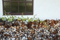 Firewood by the wall Royalty Free Stock Photo