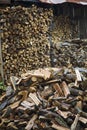 Firewood With Wood Shed In Background Royalty Free Stock Photo