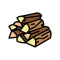 firewood wood timber color icon vector illustration