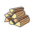 firewood wood timber color icon vector illustration