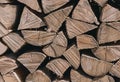 Firewoods in the pile close-up. Royalty Free Stock Photo
