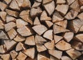 Firewoods in the pile close-up. Royalty Free Stock Photo