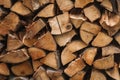 Firewoods in the pile close-up. Royalty Free Stock Photo