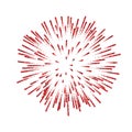 Firework . Beautiful red salute on white background. Bright firework decoration for Christmas card, Happy New