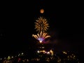 Bonfire night fireworks and funfair captured by drone Royalty Free Stock Photo