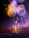 Firework Celebrations Lighting Up The Night Sky Royalty Free Stock Photo