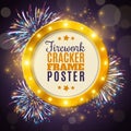 Firework Cracker Frame Colorful Background Poster