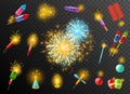 Firework Crackers Pyrotechnic Dark Background Poster