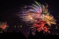 Firework in a dark sky resembling flowers, long exposure, Aarhus, Denmark