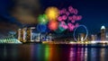 Firework display in Singapore. Royalty Free Stock Photo