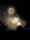 Firework Display with spectator silhouette Royalty Free Stock Photo