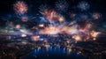 Firework display which is a festival event on Guy Fawkes bonfire night and the New Year\'s eve Royalty Free Stock Photo