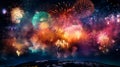 Firework display which is a festival event on Guy Fawkes bonfire night and the New Year\'s eve Royalty Free Stock Photo