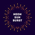 Firework explosion. Neon sunburst colorful style, star, rays of light Royalty Free Stock Photo