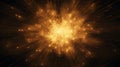 A firework explosion that resembles a sunburst, with rays of light extending outwards in all directions. The background is dark,