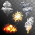Variously shaped firework explosion patterns set of star cloud and mushroom images collection