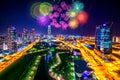 Firework festival at Central Park in Incheon, South Korea. Royalty Free Stock Photo