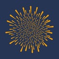 Firework. Festive explosion, celebration bursting, anniversary salute isolated on dark background. Vector. Royalty Free Stock Photo