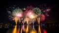 Firework holiday background. Illustration AI Generative Royalty Free Stock Photo