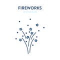 Firework icon. Lighted fireworks exploding in the sky. Vector outline illustration of a firecracker