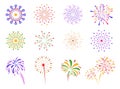 Firework icon set. Firecracker, petard and stars. Happy New year, Holiday, Festival and party firework.