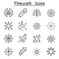 Firework icon set in thin line style