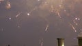 Firework over city at night with Fireworks over Manhattan Royalty Free Stock Photo