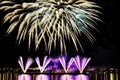 Firework over city at night Royalty Free Stock Photo