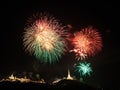 Firework over Khao Wang Palace, Petchaburi Royalty Free Stock Photo